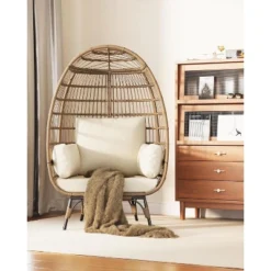 Oversize Rattan Egg Chair Outdoor Wicker Patio Lounge Chairs With Steel Frame Stand And 4 Cushions For Patio, Porch, Backyard, Living Rooms, Beige 13 Oversize Rattan Egg Chair Outdoor Wicker Patio Lounge Chairs With Steel Frame Stand And 4 Cushions For Patio, Porch, Backyard, Living Rooms, Beige -Garvee Sales GUEST e64c519b bb12 4385 9b97 2d195d9ebd50