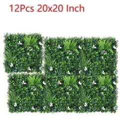 12PCS 20"x20" Artificial Grass Wall Faux Mixed Flowers & Plants Hedge Screen -Garvee Sales GUEST e6d9c217 6ae3 4011 9a44 61333493a1cf