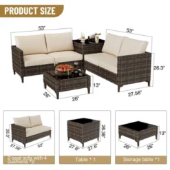 Outdoor PE Wicker Furniture Set 4 Piece