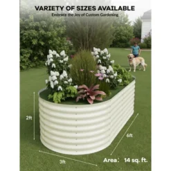 2 Pack Steel Raised Garden Bed 6x3x2ft,Metal Deep Root Planter Box For Vegetables Flowers Herbs,Large Oval Garden Planting Bed,Easy Assembly,beige
