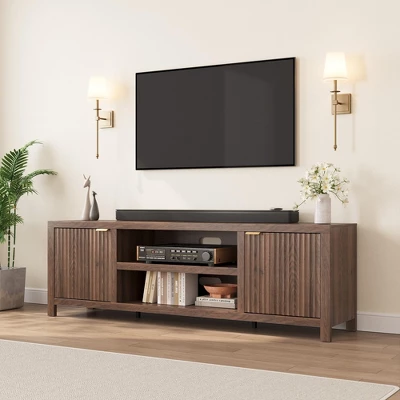 Garvee 70" TV Stand Entertainment Center With Storage, Fluted Door And Gold Handle, Wooden Media Console Cabinet For Living Room, Bedroom 6 Garvee 70" TV Stand Entertainment Center With Storage, Fluted Door And Gold Handle, Wooden Media Console Cabinet For Living Room, Bedroom - Image 6