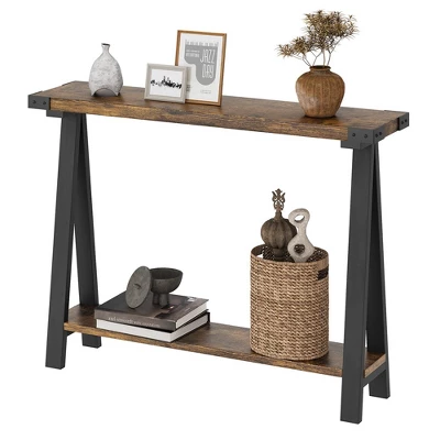 Farmhouse Console Table, 43.3" Entryway Table With Storage, 2 Tier Sofa Table With Metal Frame And MDF, Behind Couch Table For Living Room 8 Farmhouse Console Table, 43.3" Entryway Table With Storage, 2 Tier Sofa Table With Metal Frame And MDF, Behind Couch Table For Living Room - Image 8