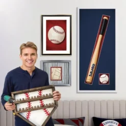 Baseball Ring Display Case, Wood Baseball Ring Holder Softball Championship Ring Holder Wall Mount Baseball Ring Stand Organizer For Medal Souvenir