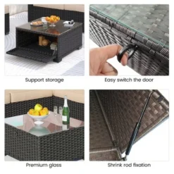 Patio Furniture Sets 6 Pieces, PE Rattan Daybed With Retractable Canopy& Adjustable Backrest Outdoor Sectional Furniture With Glass Coffee Table -Garvee Sales GUEST e9cae2d9 c24f 4f71 85e0 3c520ed4bddd