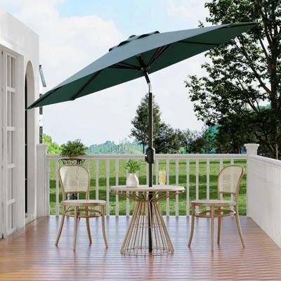 Garvee 9Ft Patio Umbrella - 8 Sturdy Ribs Outdoor Table Umbrella With Crank Lift & Push Button Tilt - Market Umbrella For Pool, Deck, Garden-Blue 4 Garvee 9Ft Patio Umbrella - 8 Sturdy Ribs Outdoor Table Umbrella With Crank Lift & Push Button Tilt - Market Umbrella For Pool, Deck, Garden-Blue - Image 4