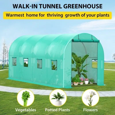 Walk-in Greenhouse, Galvanized Steel Frame With 6 Mesh Windows & Two Full Zipper Door 2 Walk-in Greenhouse, Galvanized Steel Frame With 6 Mesh Windows & Two Full Zipper Door - Image 2