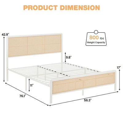Rattan Platform Bed Frame Full Size With Headboard 1 Rattan Platform Bed Frame Full Size With Headboard