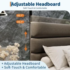 Queen Bed Frame With Adjustable Headboard, Linen Fabric Upholstered, Wooden Slats Support, Heavy Duty Mattress Foundation -Garvee Sales GUEST eb59c0d2 f4a7 4a59 ad9b fdb239db2351