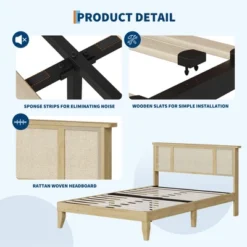 Garvee Bed Frame With Natural Rattan Headboard, Wood Slat Support, Metal Base -Garvee Sales GUEST ebad3dbb 787e 4bc7 b47c 0262b7f2fca7