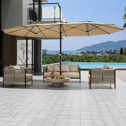 15FT Large Patio Double-Sided Rectangle Market Umbrella With Base For Poolside Lawn Backyard 12 15FT Large Patio Double-Sided Rectangle Market Umbrella With Base For Poolside Lawn Backyard -Garvee Sales GUEST ebc5531b 5345 475d 97de e0139baac262