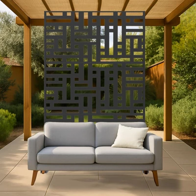 Metal Privacy Screen Outdoor 71"x47", Freestanding Decorative Privacy Fence Panel For Patio, Balcony, Deck, Garden, Black 6 Metal Privacy Screen Outdoor 71"x47", Freestanding Decorative Privacy Fence Panel For Patio, Balcony, Deck, Garden, Black - Image 6