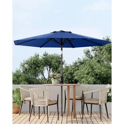7.5FT Outdoor Patio Umbrella With 6 Sturdy Ribs, Table Umbrella With Push Button Tilt And Crank, UV Protection Waterproof (Navy Blue) 2 7.5FT Outdoor Patio Umbrella With 6 Sturdy Ribs, Table Umbrella With Push Button Tilt And Crank, UV Protection Waterproof (Navy Blue) - Image 2