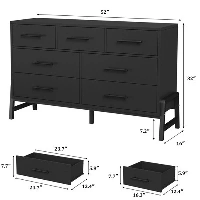 Garvee 7 Dresser For Bedroom, Freestanding 52" Wide Drawer Dresser With Storage, Wooden Closet Storage Chest For Living Room, Bedroom 2 Garvee 7 Dresser For Bedroom, Freestanding 52" Wide Drawer Dresser With Storage, Wooden Closet Storage Chest For Living Room, Bedroom - Image 2