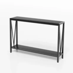 Industrial-Style Narrow Long Entryway Console Table With 2-Tier Shelves -V-Shaped Design Slim Sofa Tables With Sturdy Metal Frame -Garvee Sales GUEST ecf3f687 5b44 4f8b b648 a8aaca74889b 1