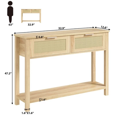 Entryway Table With 2 Drawers, Console Table For Entryway, Wooden Sofa Table With Storage, Boho Console Table For Living Room, Hallway Foyer Table 6 Entryway Table With 2 Drawers, Console Table For Entryway, Wooden Sofa Table With Storage, Boho Console Table For Living Room, Hallway Foyer Table - Image 6
