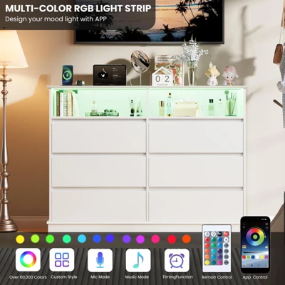 6/8 Drawer Dressers For Bedroom, Chest Of Drawers With Deep Drawers, Large Double Dresser For Closet With Wide Top, Horizontal Wooden Dresser 3 6/8 Drawer Dressers For Bedroom, Chest Of Drawers With Deep Drawers, Large Double Dresser For Closet With Wide Top, Horizontal Wooden Dresser - Image 3