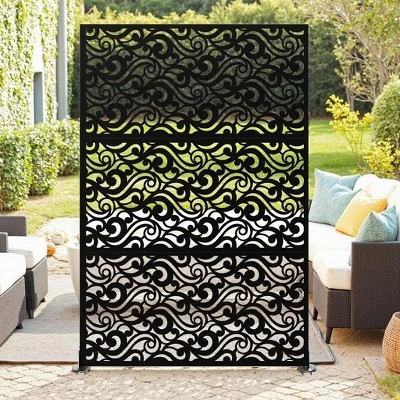 72" H Metal Privacy Screen For Outdoor, Freestanding Decorative Privacy Screen With Stable Base, Metal Fence Panel For Balcony Patio Garden 5 72" H Metal Privacy Screen For Outdoor, Freestanding Decorative Privacy Screen With Stable Base, Metal Fence Panel For Balcony Patio Garden - Image 5
