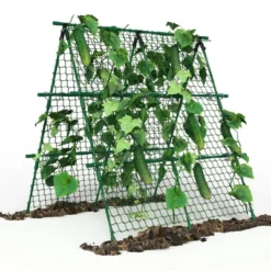 Cucumber Trellis 4x4FT Metal A-Frame Garden Trellis With Netting, Heavy-Duty Outdoor Climbing Plant Support – Green -Garvee Sales GUEST eeb6a47c cb29 4bf6 9491 61350a47a603
