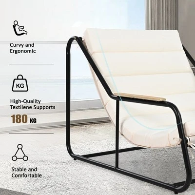 Outdoor Chaise Lounge Chair Set Of 3, Patio Reclining Chair With Acacia Side Table, Pool Sunbathing Recliner With Cushion For Patio Backyard 2 Outdoor Chaise Lounge Chair Set Of 3, Patio Reclining Chair With Acacia Side Table, Pool Sunbathing Recliner With Cushion For Patio Backyard - Image 2