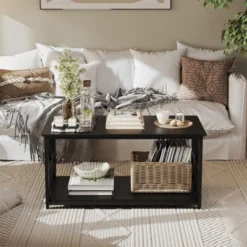 2-Tier Coffee Table For Small Spaces, X-Frame Living Room Low Coffee Table With Storage Shelf 13 2-Tier Coffee Table For Small Spaces, X-Frame Living Room Low Coffee Table With Storage Shelf -Garvee Sales GUEST ef0959b1 be1f 47f7 8933 d7f4c760ec5f