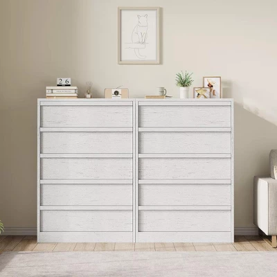 Garvee 5 Tall Wooden Drawer Dresser, Modern 5 Chest Of Drawers With Storage Freestanding, For Bedroom, Living Room, White 2 Garvee 5 Tall Wooden Drawer Dresser, Modern 5 Chest Of Drawers With Storage Freestanding, For Bedroom, Living Room, White - Image 2
