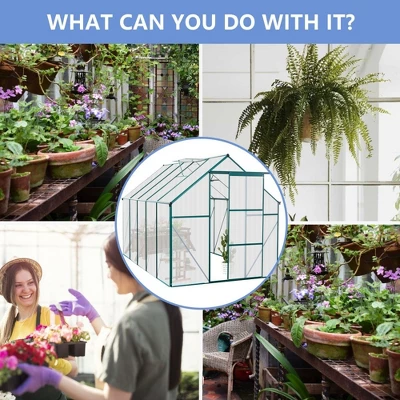 Greenhouses For Outdoors, Walk In Greenhouse With Adjustable Roof, Drainage System & Galvanized Base, Rust-proof Greenhouse For Backyard 1 Greenhouses For Outdoors, Walk In Greenhouse With Adjustable Roof, Drainage System & Galvanized Base, Rust-proof Greenhouse For Backyard