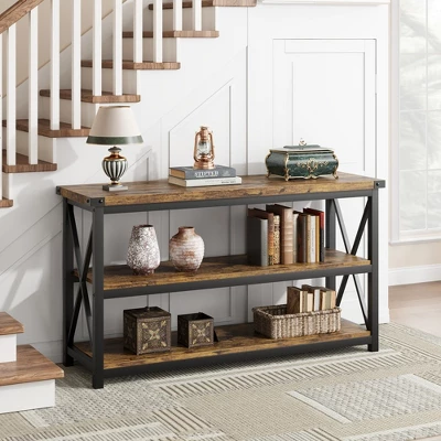 Whizmax Industrial Console Table For Entryway, 47.2" Narrow Entryway Table With Storage, 3 Tier Wood Sofa Table For Living Room, Hallway, ,Entryway 2 Whizmax Industrial Console Table For Entryway, 47.2" Narrow Entryway Table With Storage, 3 Tier Wood Sofa Table For Living Room, Hallway, ,Entryway - Image 2