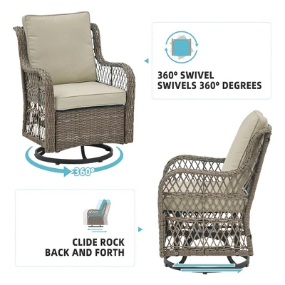 Whizmax Patio Wicker Chairs Swivel Rocker - Outdoor Swivel Rocking Chairs Set Of 2 With Rattan Side Table, Patio Swivel Glider Chair For Patio Porch 5 Whizmax Patio Wicker Chairs Swivel Rocker - Outdoor Swivel Rocking Chairs Set Of 2 With Rattan Side Table, Patio Swivel Glider Chair For Patio Porch - Image 5