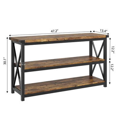Whizmax Industrial Console Table For Entryway, 47.2" Narrow Entryway Table With Storage, 3 Tier Wood Sofa Table For Living Room, Hallway, ,Entryway 6 Whizmax Industrial Console Table For Entryway, 47.2" Narrow Entryway Table With Storage, 3 Tier Wood Sofa Table For Living Room, Hallway, ,Entryway - Image 6