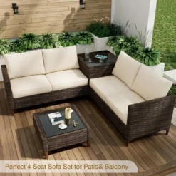 Outdoor PE Wicker Furniture Set 4 Piece -Garvee Sales GUEST efe744c5 230e 47ba ae11 f2e88df40f36