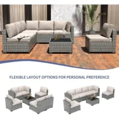 Garvee 7-Piece Patio Furniture Set, Rattan Wicker Sectional With Cushions, Modular Conversation Couch Set For Porch, Garden, Or Deck -Garvee Sales GUEST efead6d2 500c 451e 89c3 ff2fdeef873a