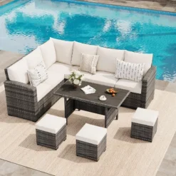 7-Piece Outdoor Patio Furniture Set – Rattan Chairs With Ottoman & Wood Coffee Table, Wicker Sectional Conversation Sofa In Beige 13 7-Piece Outdoor Patio Furniture Set – Rattan Chairs With Ottoman & Wood Coffee Table, Wicker Sectional Conversation Sofa In Beige -Garvee Sales GUEST effc1e30 fd0b 4ae6 93ce 8e42ec847b18