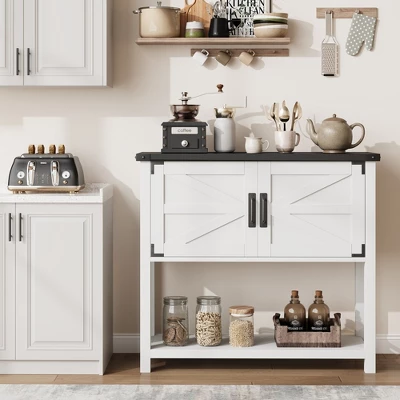 Farmhouse Entryway Table With 2-Door Cabinet, Wood Console Table With Storage, Coffee Bar Cabinet, Sofa Tables Buffet Sideboard 8 Farmhouse Entryway Table With 2-Door Cabinet, Wood Console Table With Storage, Coffee Bar Cabinet, Sofa Tables Buffet Sideboard - Image 8