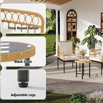 Wicker Patio Bistro Sets Outdoor Conversation Sets With Side Table And Rattan Chairs, Patio Furniture Set For Apartment, Backyard, Porch 3 Wicker Patio Bistro Sets Outdoor Conversation Sets With Side Table And Rattan Chairs, Patio Furniture Set For Apartment, Backyard, Porch - Image 3