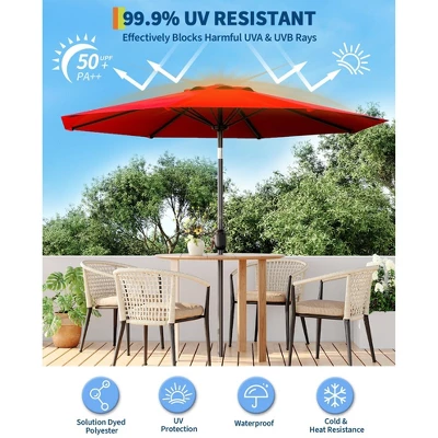 7.5FT Outdoor Patio Umbrella With 6 Sturdy Ribs, Table Umbrella With Push Button Tilt And Crank, UV Protection Waterproof (Red) 5 7.5FT Outdoor Patio Umbrella With 6 Sturdy Ribs, Table Umbrella With Push Button Tilt And Crank, UV Protection Waterproof (Red) - Image 5