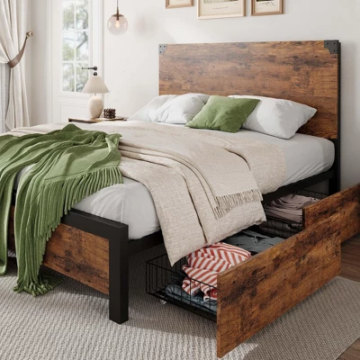 Full Size Platform Bed Frame With Headboard, 4 Storage Drawers, Sturdy Quiet Metal Frame, No Box Spring Needed, Easy Assembly 9 Full Size Platform Bed Frame With Headboard, 4 Storage Drawers, Sturdy Quiet Metal Frame, No Box Spring Needed, Easy Assembly - Image 9