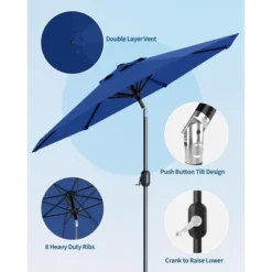 7.5FT Outdoor Patio Umbrella With 6 Sturdy Ribs, Table Umbrella With Push Button Tilt And Crank, UV Protection Waterproof (Navy Blue) 10 7.5FT Outdoor Patio Umbrella With 6 Sturdy Ribs, Table Umbrella With Push Button Tilt And Crank, UV Protection Waterproof (Navy Blue) -Garvee Sales GUEST f16b30ac 0c79 416c 81d7 0fdfa297e8fe