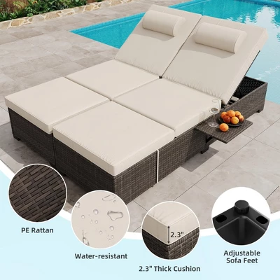 Garvee Outdoor Chaise Lounge Chairs, Set Of 2 Wicker Patio Reclining Chairs With Adjustable Backrest, Rattan Lounger For Pool 5 Garvee Outdoor Chaise Lounge Chairs, Set Of 2 Wicker Patio Reclining Chairs With Adjustable Backrest, Rattan Lounger For Pool - Image 5