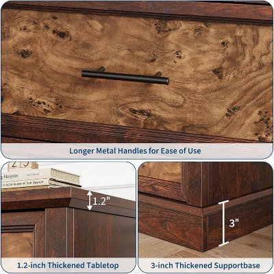 6 Drawer Dresser For Bedroom, Framhouse Large Chest Of Drawers With Metal Handles, Rustic Double Wood Dresser, Storage Dressers Organizer 5 6 Drawer Dresser For Bedroom, Framhouse Large Chest Of Drawers With Metal Handles, Rustic Double Wood Dresser, Storage Dressers Organizer - Image 5
