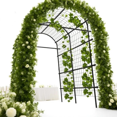 Garden Arch Trellis 7.5FT Extra Tall Metal Arbor, Outdoor Pergola For Climbing Plants, Wedding, Party & Garden Décor, Matte Black 1 Garden Arch Trellis 7.5FT Extra Tall Metal Arbor, Outdoor Pergola For Climbing Plants, Wedding, Party & Garden Décor, Matte Black