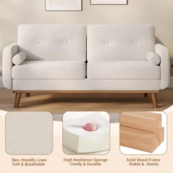 65" Loveseat Sofa, Mid Century Modern Couch Comfy Love Seat Couches, 2 Seater Deep Seat Couch Linen Upholstered Couches For Bedroom Small Space 13 65" Loveseat Sofa, Mid Century Modern Couch Comfy Love Seat Couches, 2 Seater Deep Seat Couch Linen Upholstered Couches For Bedroom Small Space -Garvee Sales GUEST f1c1b5a4 ff39 456d be03 bcd4ed2a1458