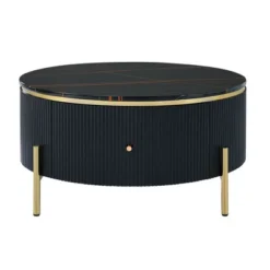 31.5" Modern Round Coffee Table, Accent Table With Marble Pattern Tabletop, Center Sofa Table For Living Room Apartment Office Balcony -Garvee Sales GUEST f2470fba 92da 4143 bdea ea97d3768cef