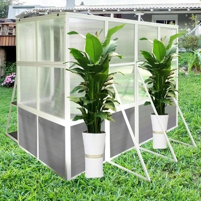 Greenhouse, Wooden Lean To Greenhouses For Outdoors, Heavy Duty Walk In Green House For Outside Winter For Sunroom Storage Shed, Garden, Backyard 5 Greenhouse, Wooden Lean To Greenhouses For Outdoors, Heavy Duty Walk In Green House For Outside Winter For Sunroom Storage Shed, Garden, Backyard - Image 5