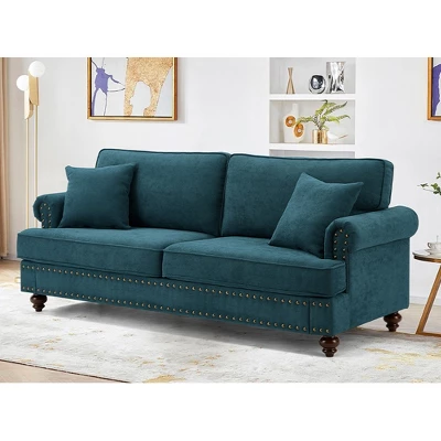 Modern Sofa, 82" Chenille Upholstered Couch, Loveseat Sofa, Sectional Love Seat Couch, Mid-Century Sofa For Living Room, Bedroom, Apartment, Office 2 Modern Sofa, 82" Chenille Upholstered Couch, Loveseat Sofa, Sectional Love Seat Couch, Mid-Century Sofa For Living Room, Bedroom, Apartment, Office - Image 2