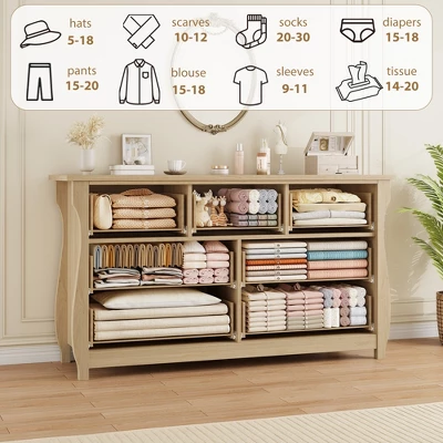 Garvee 7 Dresser For Bedroom, 54" Wide Drawer Dresser With Storage Freestanding, Wooden Closet Storage Chest For Living Room, Natural Oak 6 Garvee 7 Dresser For Bedroom, 54" Wide Drawer Dresser With Storage Freestanding, Wooden Closet Storage Chest For Living Room, Natural Oak - Image 6
