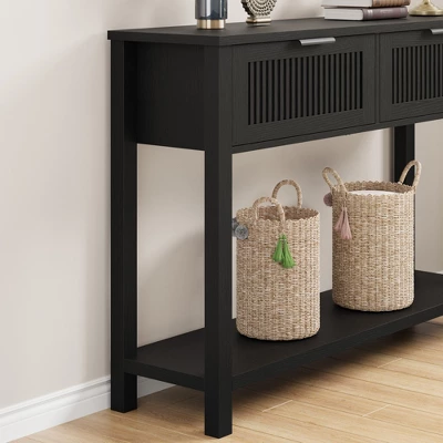 Farmhouse Entryway Table,43 Inch Wood Console Table With 2 Drawers,2 Tier Sofa Table With Storage For Living Room, Foyer Tables For Entryway 6 Farmhouse Entryway Table,43 Inch Wood Console Table With 2 Drawers,2 Tier Sofa Table With Storage For Living Room, Foyer Tables For Entryway - Image 6