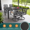 5-PC Outdoor Patio Aluminum Furniture Set, Modern Dining Set With 4 Swivel Rockers, Fabric Cushioned
