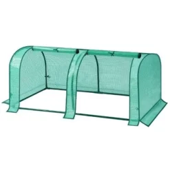 Heavy Duty Walk-in Greenhouse For Outdoors, Large Outdoor Plant Green House With Roll-Up Zipper Door, Reinforced Frame & PE Cover
