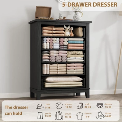 Freestanding 41.3" Tall Vertical Drawer Dresser With Storage , Wooden Closet Storage Chest For Living Room, Bedroom, Entryway, Bedroom 5 Freestanding 41.3" Tall Vertical Drawer Dresser With Storage , Wooden Closet Storage Chest For Living Room, Bedroom, Entryway, Bedroom - Image 5