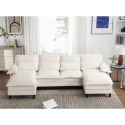 4 Seater U Shaped Modular Sectional Sofa Couch For Living Room, Corner Sofa With 4pcs Waist Pillows 9 4 Seater U Shaped Modular Sectional Sofa Couch For Living Room, Corner Sofa With 4pcs Waist Pillows -Garvee Sales GUEST f4ba99de 6916 4ed1 a3dc b45b40591425